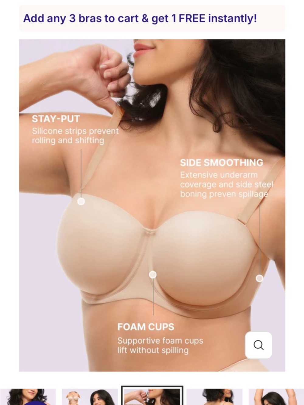 Shapellx Bare Essential AirSlim Convertible Strapless Push Up Bra - Picture 5 of 6